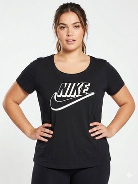 Nike The Nike Tee Athletic Cut Black Swoosh Logo T-Shirt XL